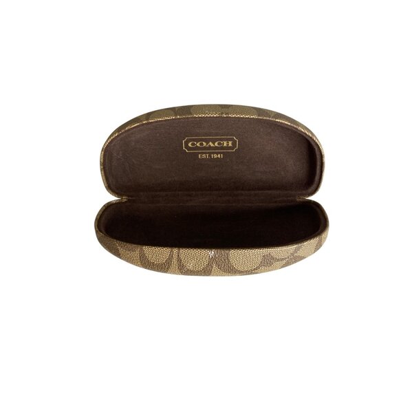 Coach Brown Monogram Hard Shell Eyeglass Case With Soft Interior - Picture 3 of 4